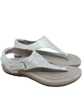 Aetrex Ellie Women's Thong Sandals Grey Textured Synthetic Size US 6